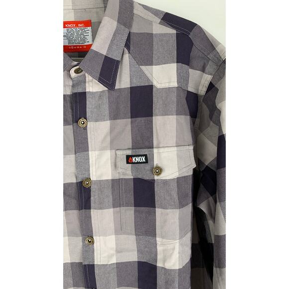 Knox FR Gray Plaid Button-Down Work Shirt Mens XXL New Flame Resistant Uniform - Picture 2 of 9
